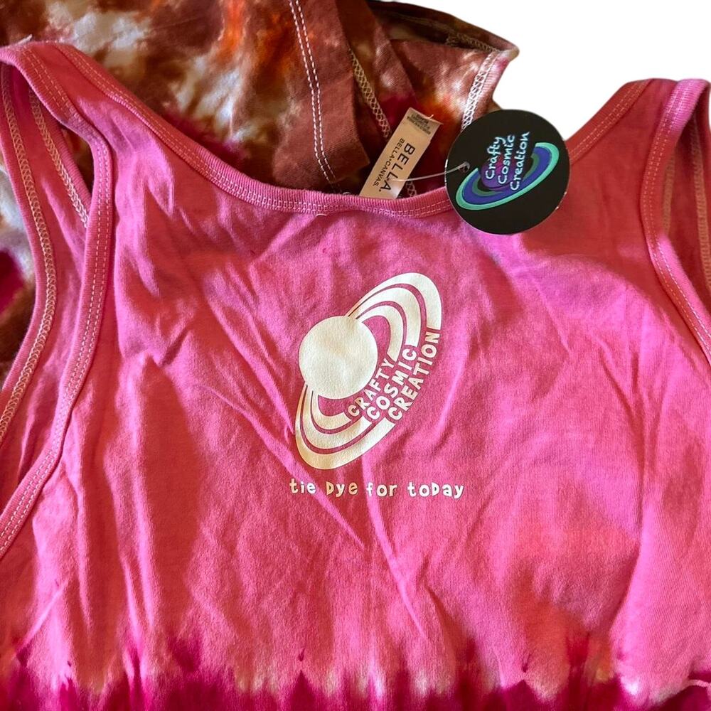Womens Tank Top Size Large Handcrafted Tie Dye Pink Gray Hippie Summer Brand New - Picture 5 of 5